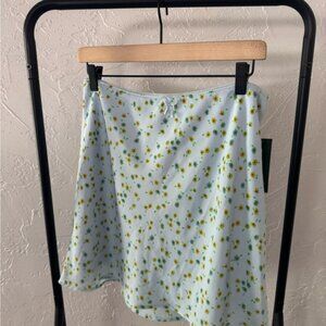 Wild Fable Light Blue Floral Skater Skirt